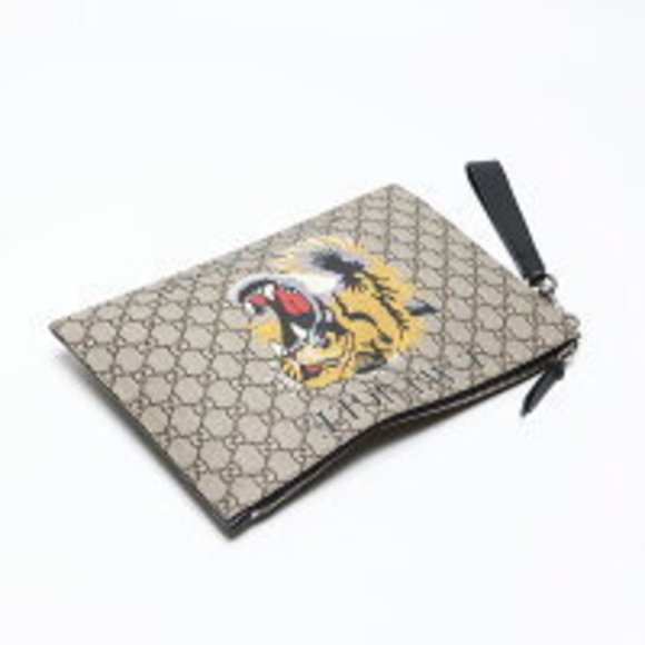 GUCCI GG Supreme Tiger clutch bag beige - Picture 8 of 10